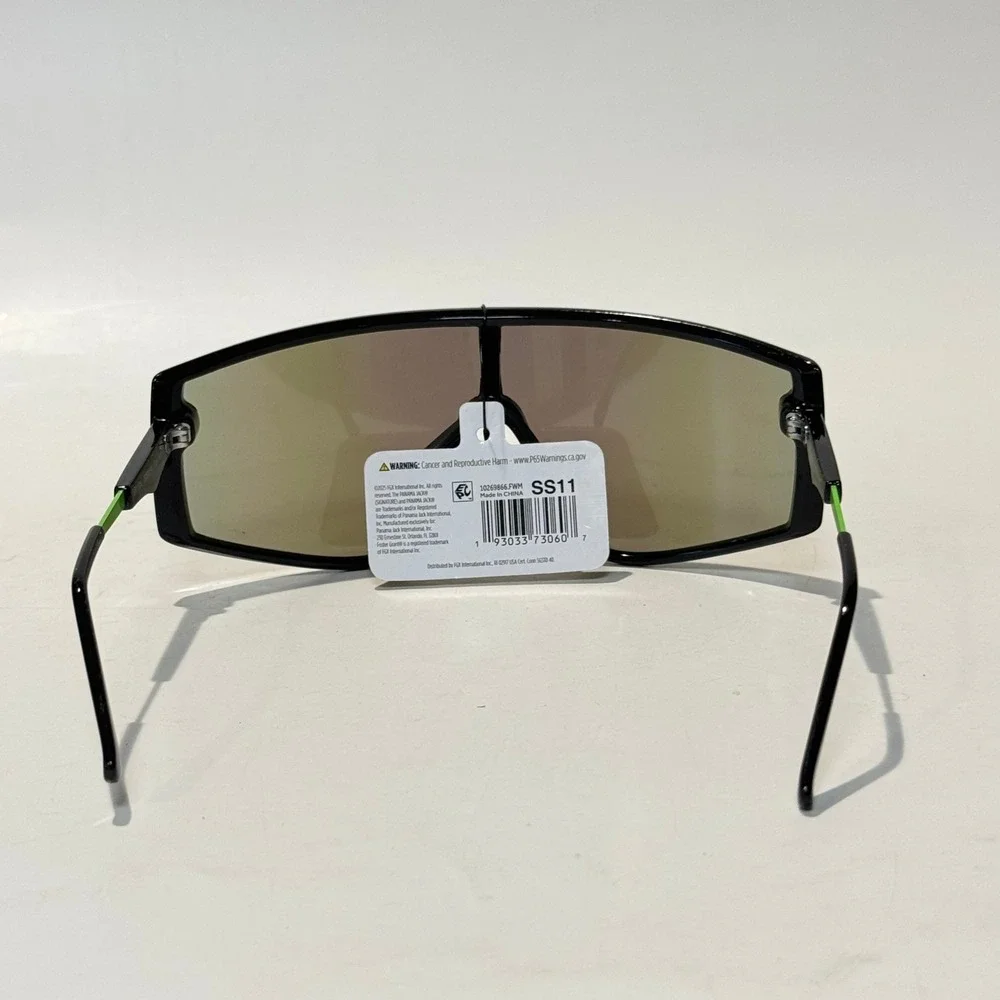 New Panama Jack x Foster Grant Surf Shield Sunglasses SR1124 Black Mirrored Lens